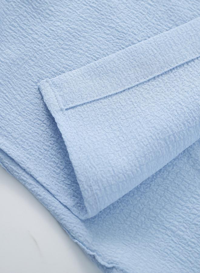 Take Two Men Light Blue Textured Short Sleeve Shirt - Image 5